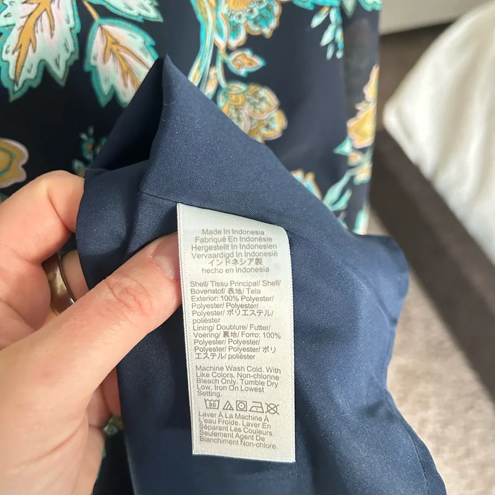 J.Crew Floral Navy Long Sleeve Dress